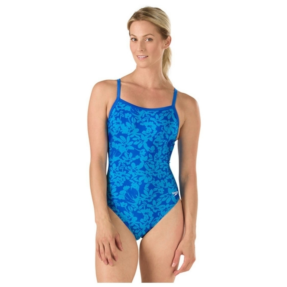 Speedo 7719748 Youth Flowerista Flyback Prolt One Piece Size 10/36 Blue Floral